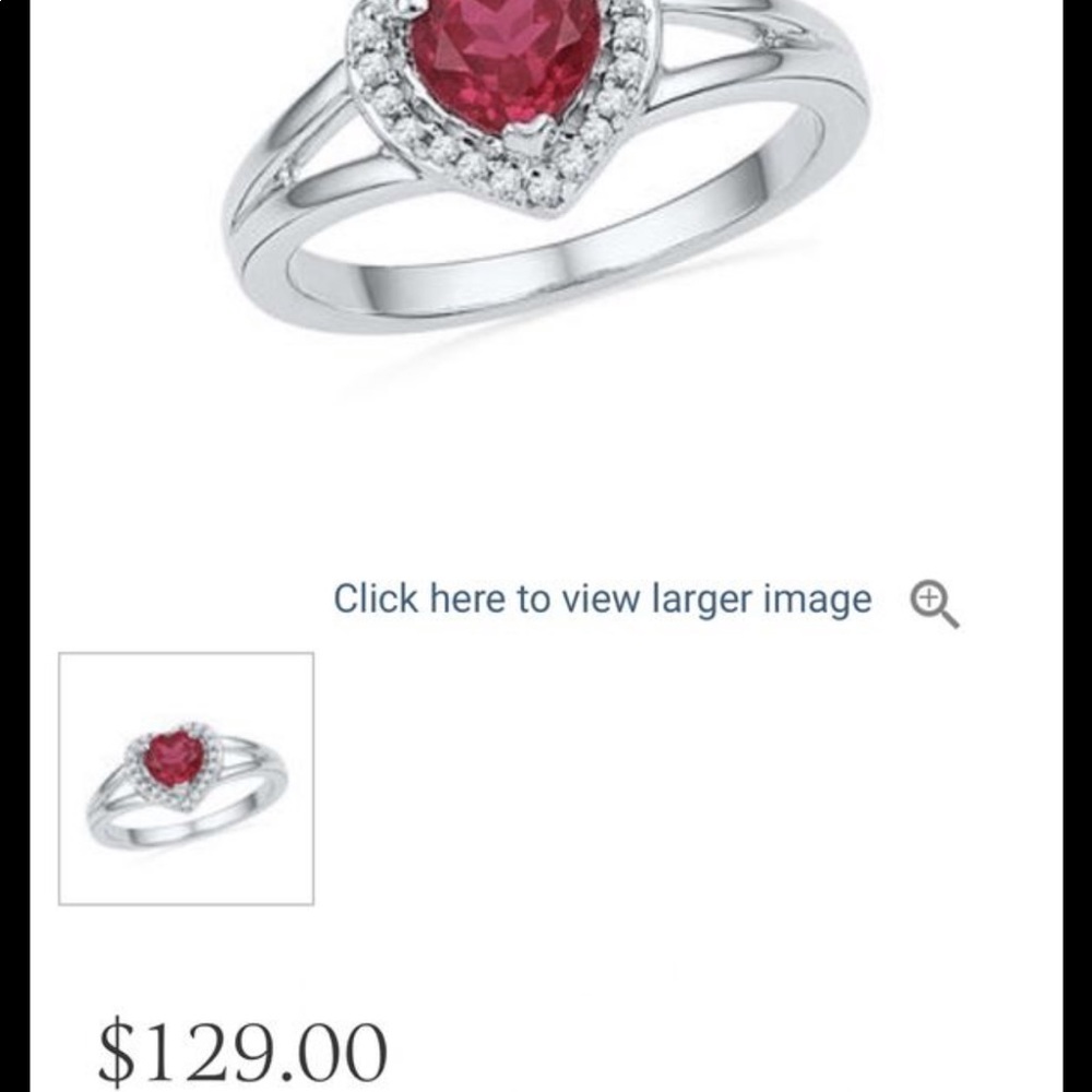 Lab Created Ruby And Diamond Heart Shaped Ring - image 1